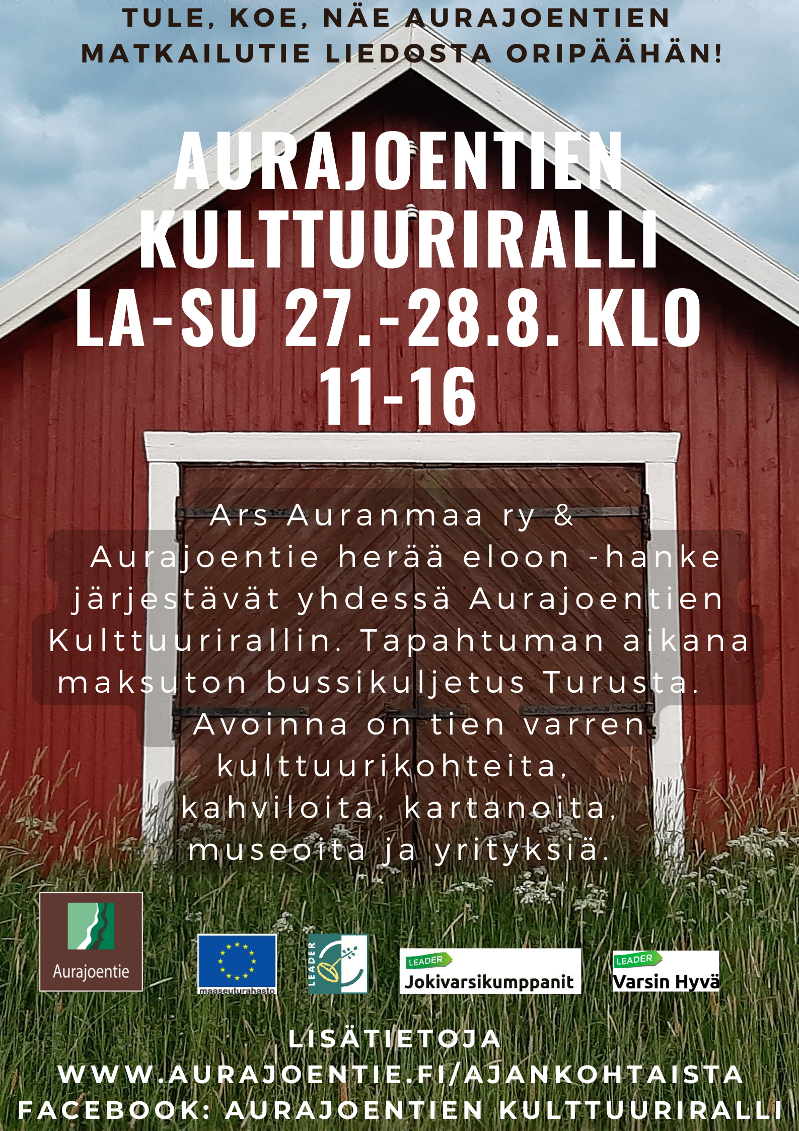 Aurajoentien Kulttuuriralli 27.-28.8.2022 klo 11-16